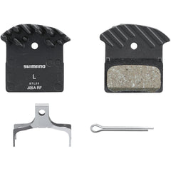 J05A-RF Disc Pads and Spring, Alloy Back with Cooling Fins, Resin-Bicycle Brake Parts-Shimano-Chain Driven Cycles