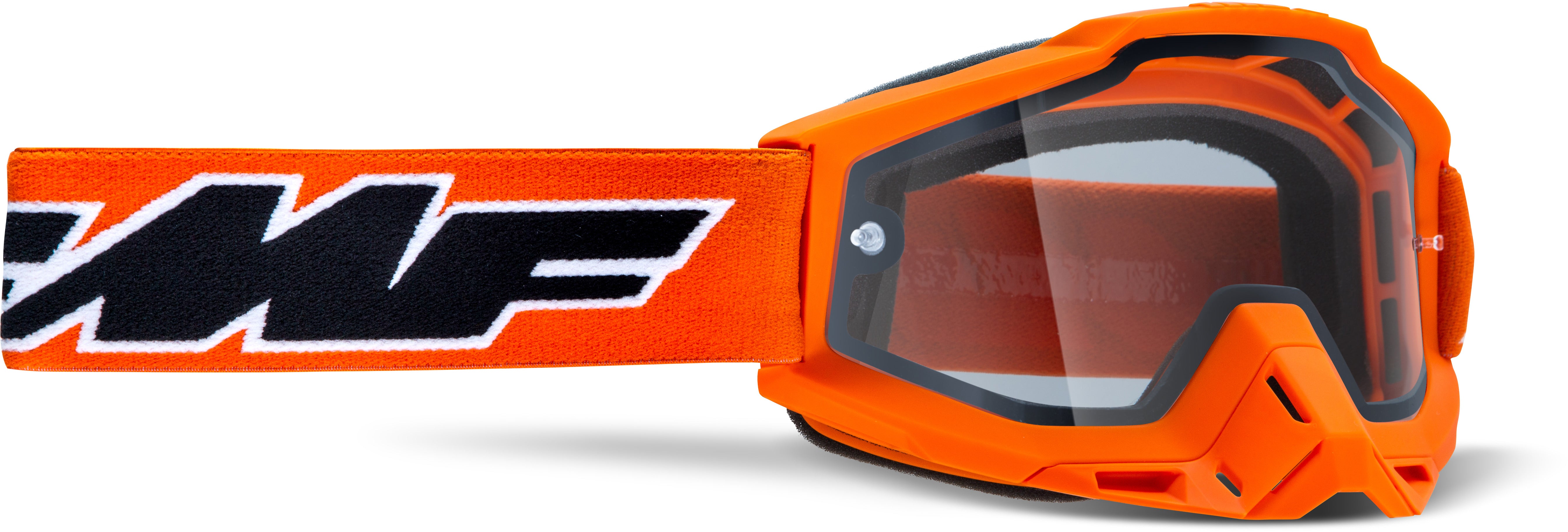 100 goggle orange 100% FMF POWERBOMB Enduro Goggle Rocket Orange Clear Lens – Chain Driven Cycles