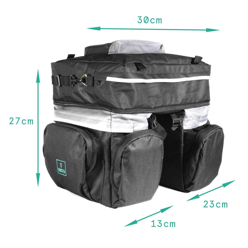 Vincita Triple Pannier Bag B101-Bicycle Bags & Panniers-Vincita-Chain Driven Cycles-Bike Shop-Ireland
