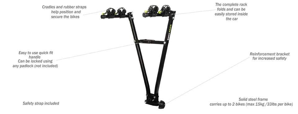 BuzzRack V Buzz 2 Bike Towball Rack-Vehicle Bicycle Racks-Chain Driven Cycles-Chain Driven Cycles-Bike Shop-Ireland