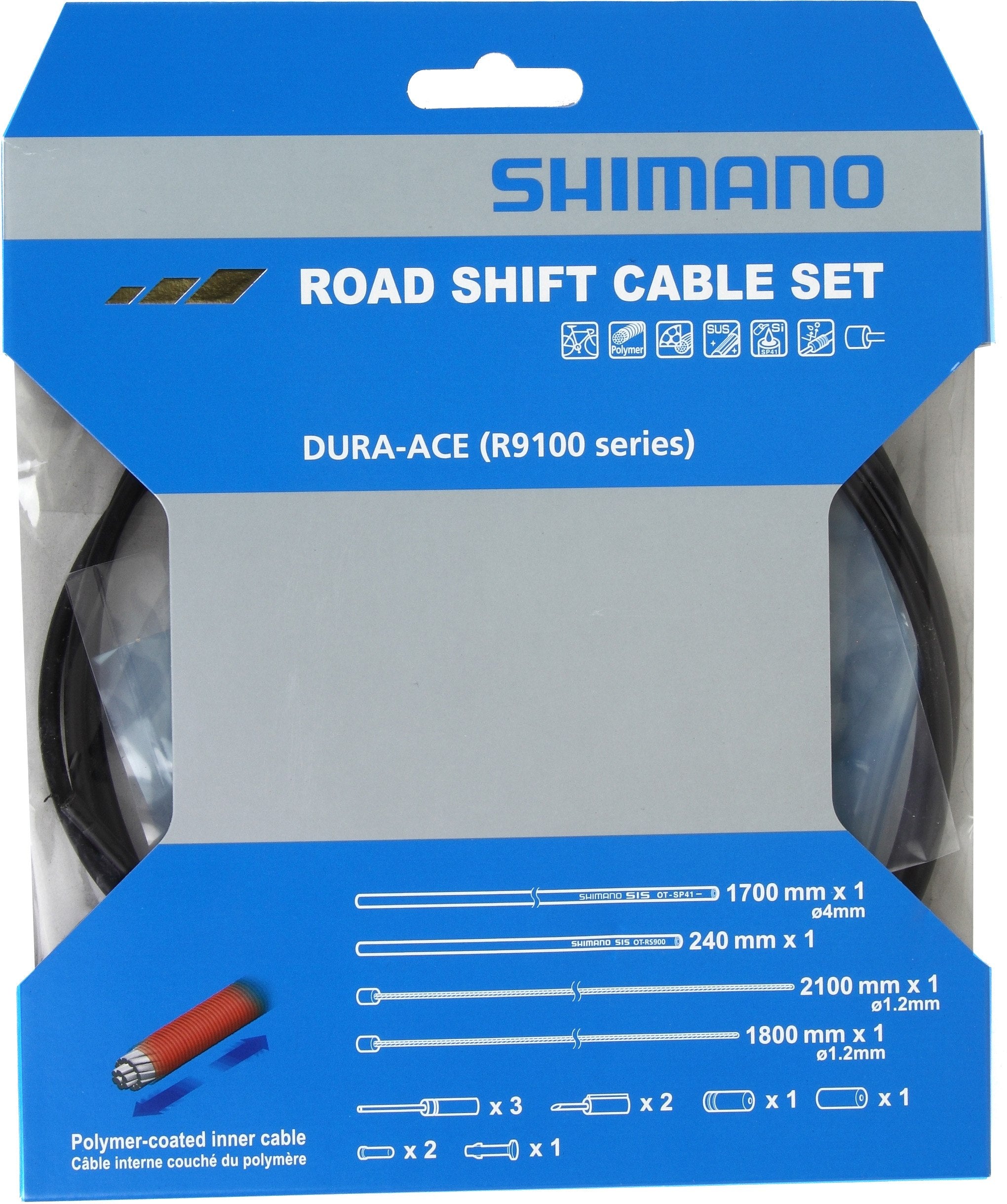 Shimano Dura ace RS900 Road gear cable set, Polymer coated inners, RS900 outers.
